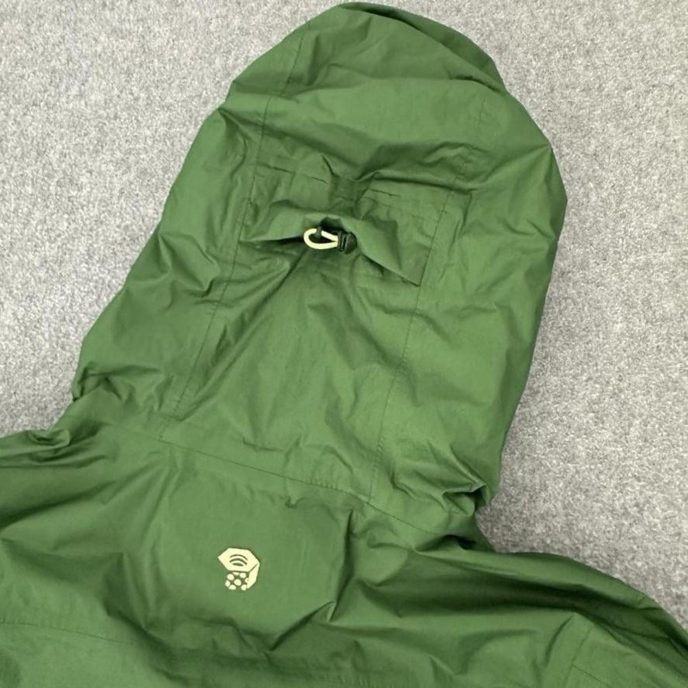 Mountain Hardwear Jacket Small Green Dry Q EVAP Plasmic Hooded Rain Shell Hiking - Picture 3 of 16